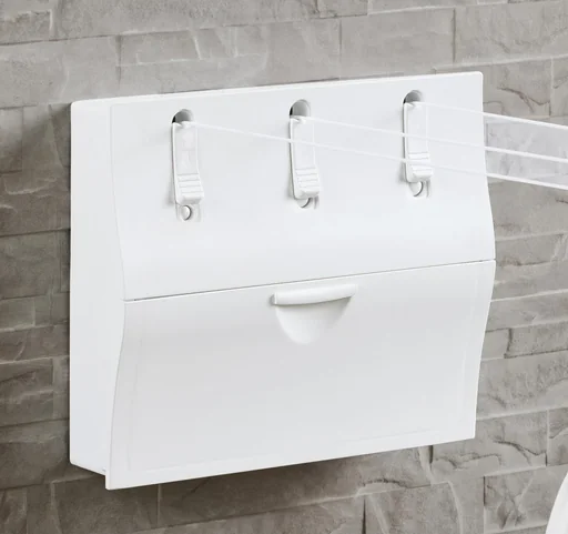 "Wall-mounted clothesline image"