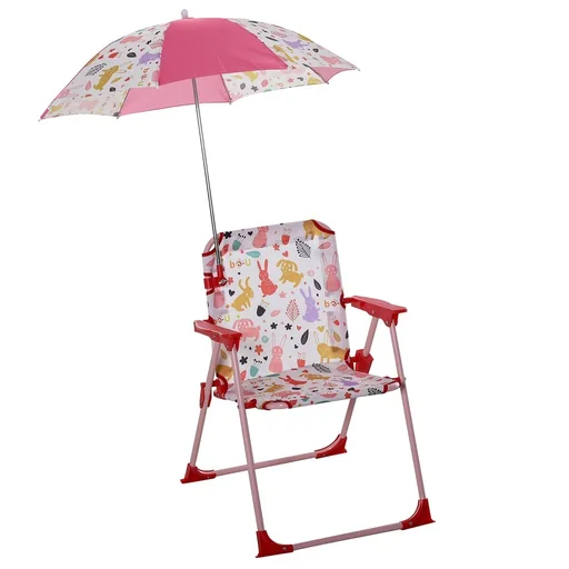 "Children's camping chair with parasol, folding chair for 1-3 years, light weight, metal, red, 39 x 39 x 52 cm image"