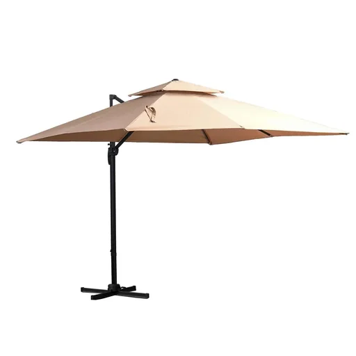 "Parasol 3x3m garden umbrella aluminum patio umbrella 360 degree swivel Khaki image"