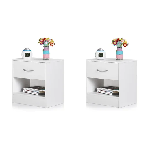 "2 pieces bedside table white 39x28x41cm image"