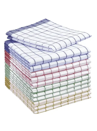 "Checked tea towels set of 12 image"