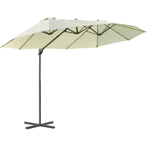 "Parasol cantilever parasol double parasol with crank adjustable garden parasol sun protection metal cream white 440 x 270 x 25 image"