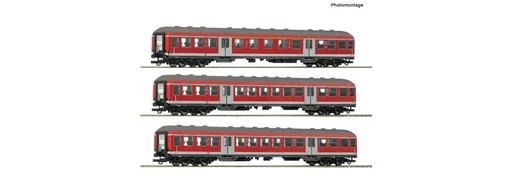 "Car set with three regional train carriages ex “Silberling” of the Deutsche Bahn image"