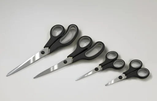 "4-piece scissors set, stainless steel, color-sorted image"