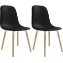 Dining table chairs, 2 pieces, black plastic