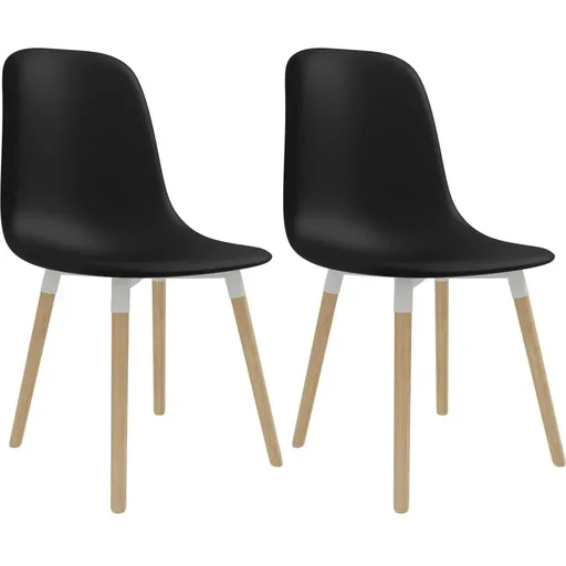 "Dining table chairs, 2 pieces, black plastic image"