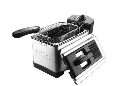 "Stainless steel deep fryer with viewing window and permanent filter, 3 liters 2000 watts image"