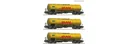 Set of three 4-axle tank wagons, type Zacns, of the GATX DHL