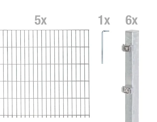 "Double rod mesh fence complete set, hot-dip galvanized, height 80 cm, length 10 m image"
