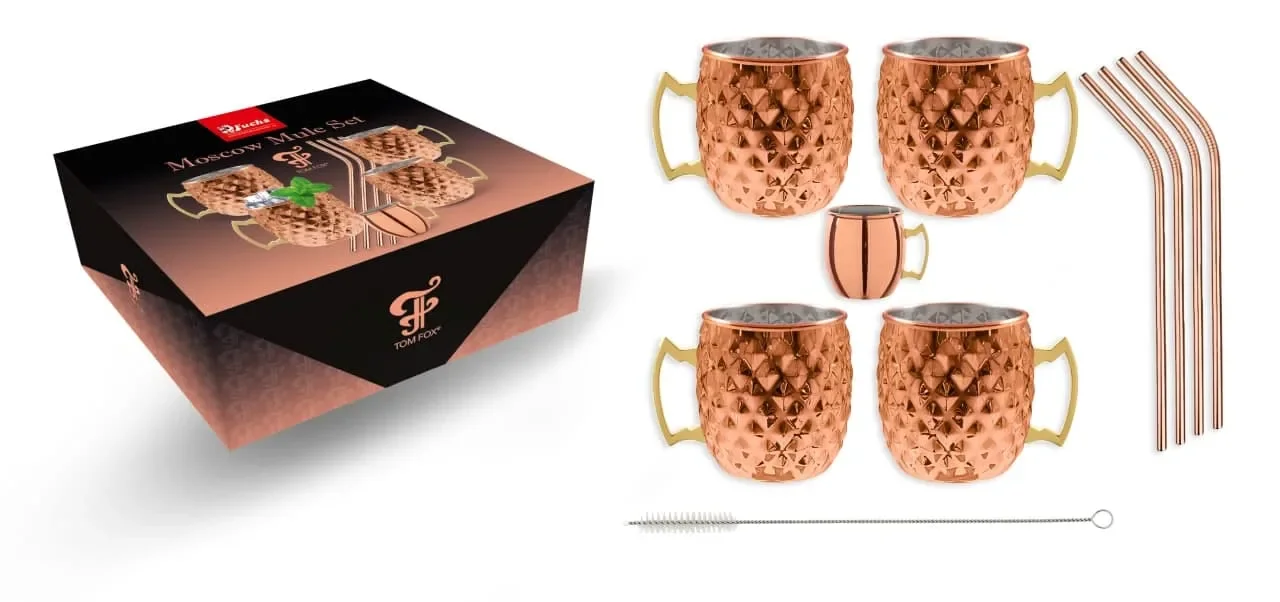 "Diamond Moscow mule beker mok set koper image"