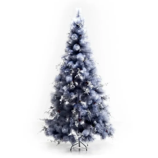"Artificial Christmas tree with silver branches and red berries image"