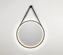 Decorative round wall mirror with LED lighting in black/gold matt Ø 55 cm