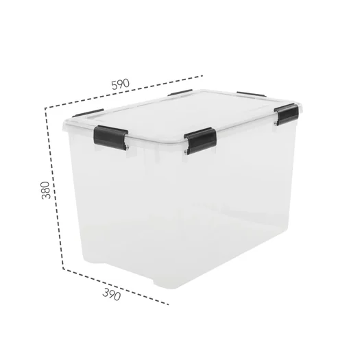 "Waterproof storage box, transparent, 70 liters image"