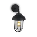 Outdoor light 1-flame, metal-glass / black, IP44, E27 socket