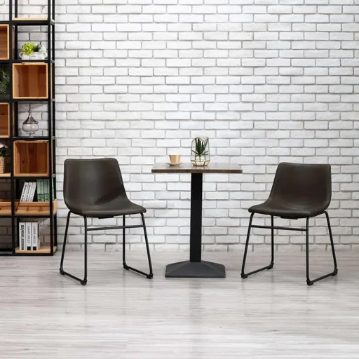 "Dining chair faux leather dark brown image"