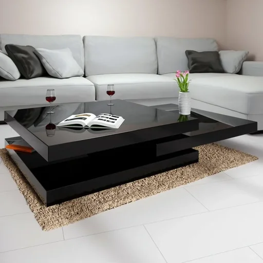 "New York coffee table black 76x76 cm adjustable image"