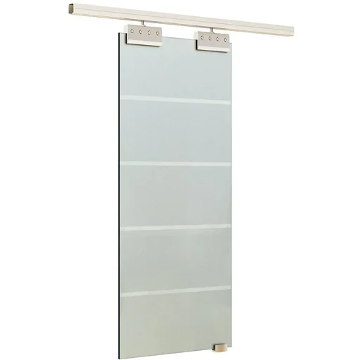 "Glass sliding door with handle bar image"