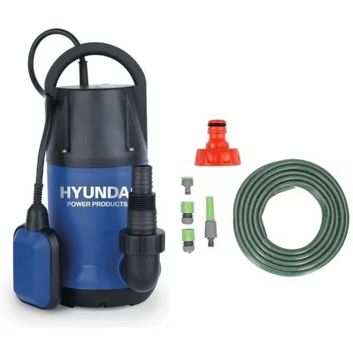 "Submersible pump - 250W - 6000 l/h WITH 15-meter garden hose including nozzle and fittings AND YATO 1" tap image"