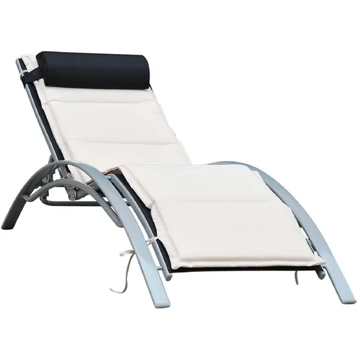 "Aluminium sun lounger height adjustable with mat and neck roll image"