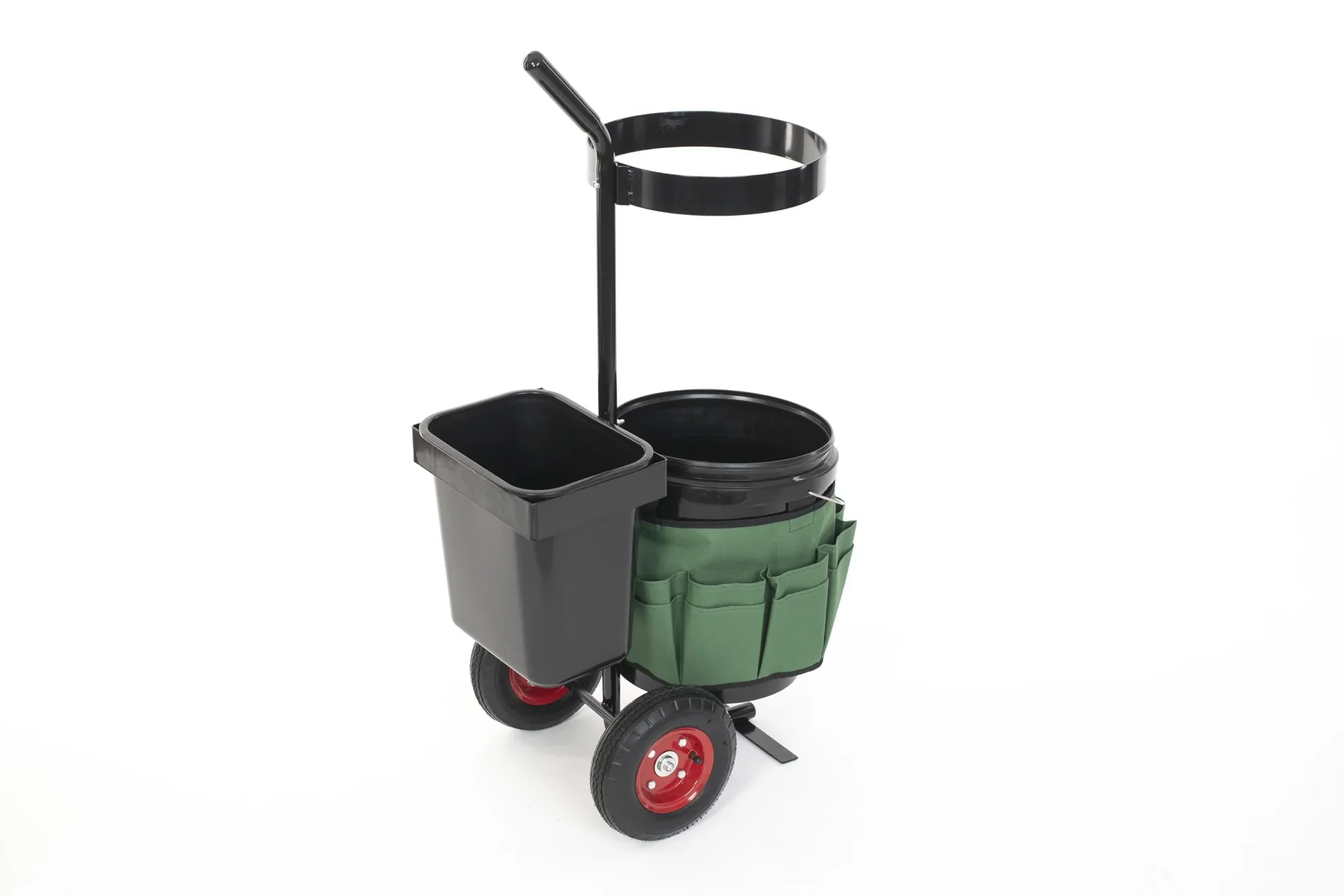 Tuinwagen Universal, 56×40×104 cm, Zwart/Groen – met twee containers en gereedschapstas
