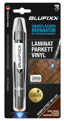 "Repair pen 5 g PW for laminate/parquet/vinyl including blue LED light, dark oak image"