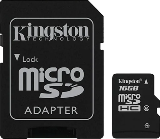 "16 GB Micro SD card with adapter image"