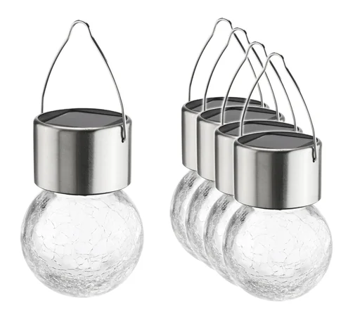 "Solar hanging lights with crackle glass, set of 5 image"