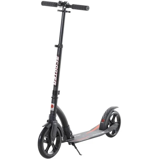 "Children's scooter with height-adjustable shock absorber, black image"