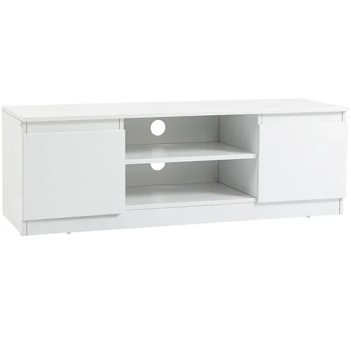 "Modern TV cabinet with 2 shelves and 2 cabinets, white, 120 x 39.5 x 40 cm image"