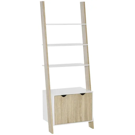 "Freestanding shelf, bookcase, 3-tier office shelf, storage shelf, filing cabinet, kitchen shelf, chipboard, oak+white, 60 x 40 x 170 cm image"
