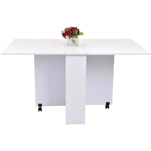 "Folding table dining table with plenty of storage space wood white image"