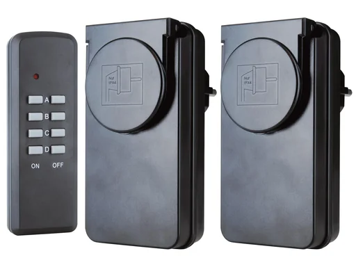 "Set of 2 wireless sockets with remote control for outdoor use image"