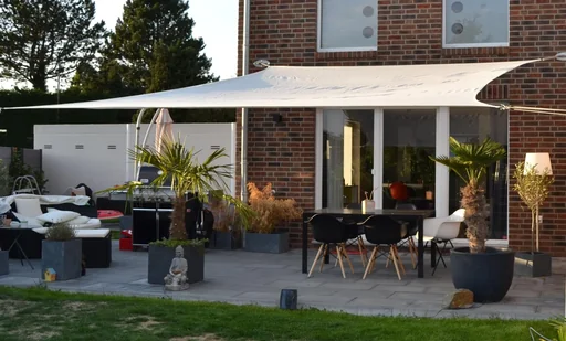 "Square sun sail HDPE cream white 400 x 500 cm wind and water permeable image"