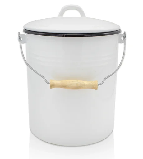 "White trash can with lid 10 L image"