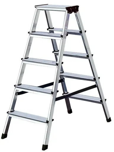"Aluminum steps double ladder 2 x 5 steps image"