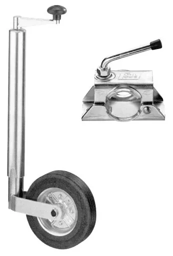 "Support wheel for car and livestock trailers with steel rim and clamp bracket image"