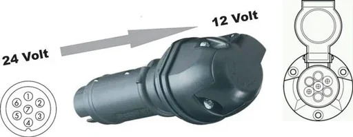 "Voltage reducer 24 Volt - 12 Volt / 7-pin. image"