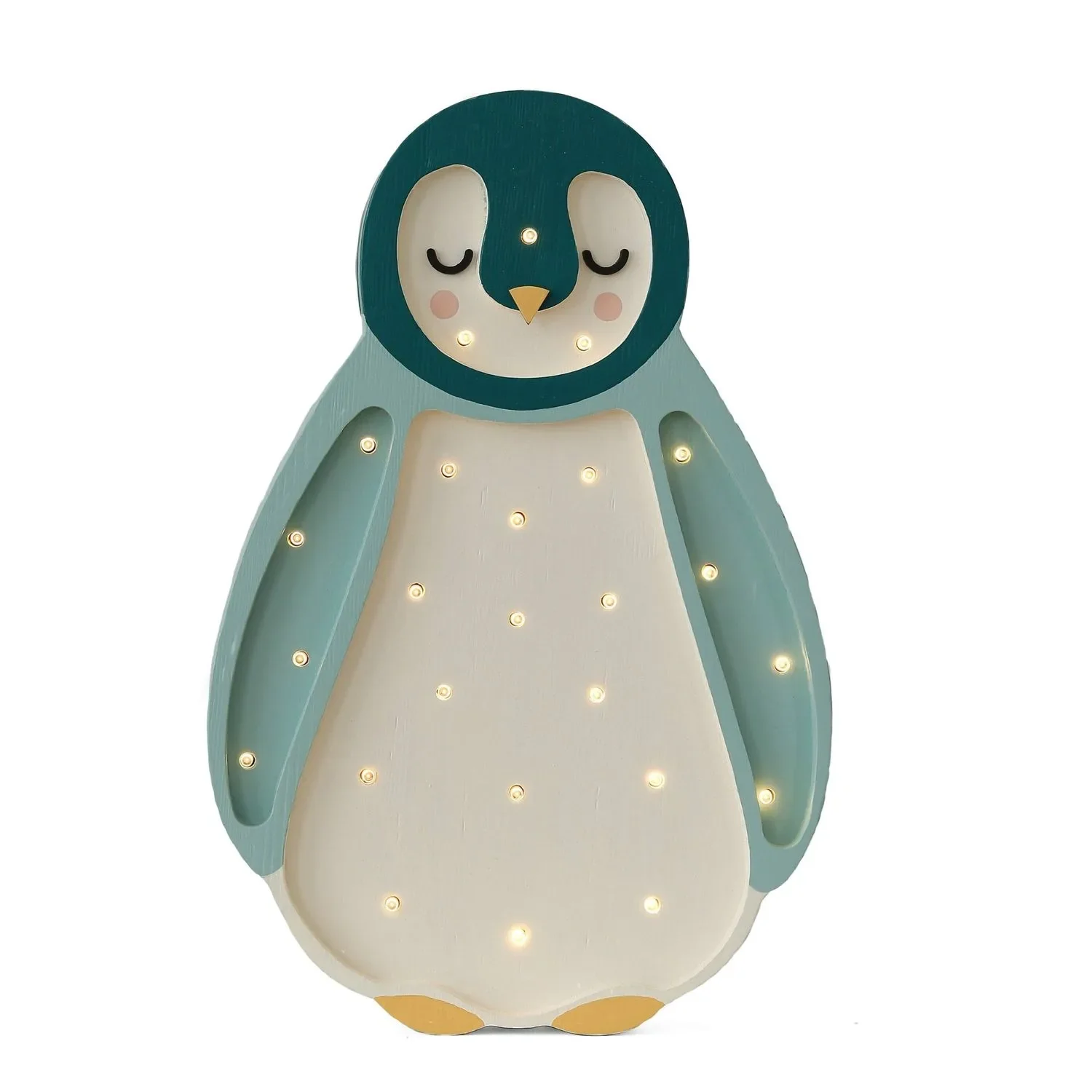 "Little Lights kinder nachtlampje Pinguïn, 100% natuurlijk grenen, kleur: turkooisgroen image"
