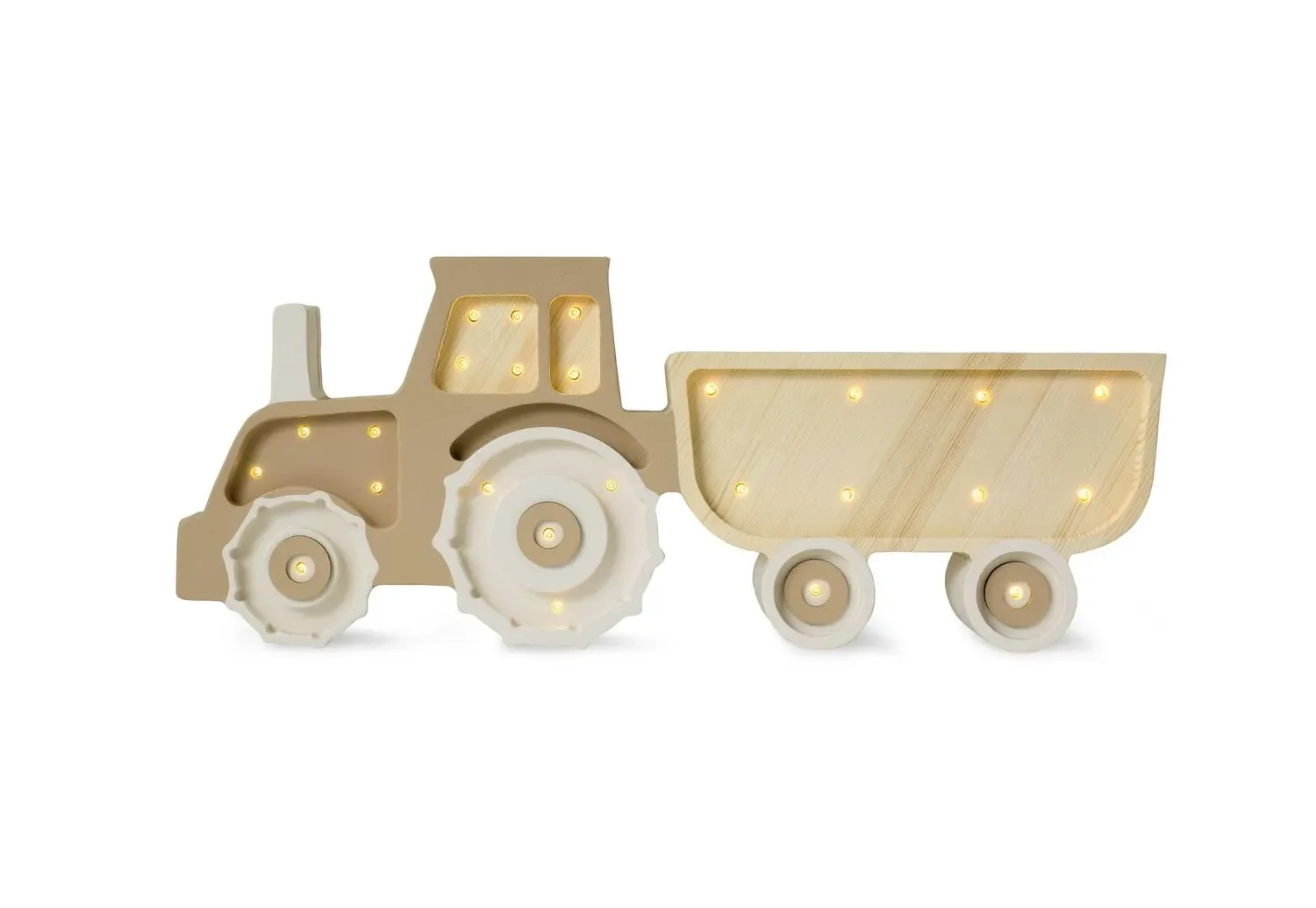 "Little Lights Kinder nachtlampje, Tractor – 100% natuurlijk dennenhout, kleur: koffie-crème image"