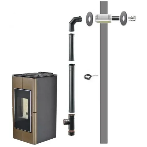 "Drain fitting pellet stove facade black 80mm image"