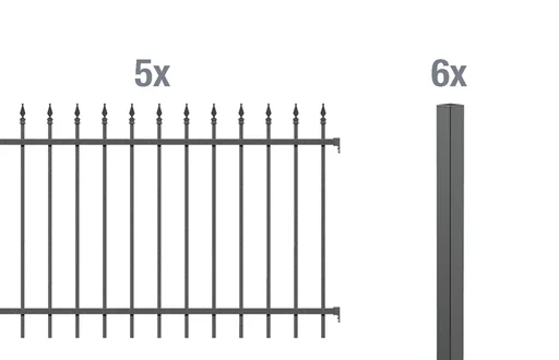 "Complete fence set Chaussee, for setting in concrete, anthracite, height 100 cm, length 10 m image"