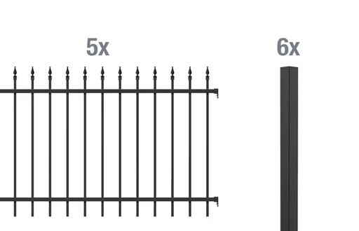 "Complete fence set Chaussee, for setting in concrete, matt black, height 100 cm, length 10 m image"