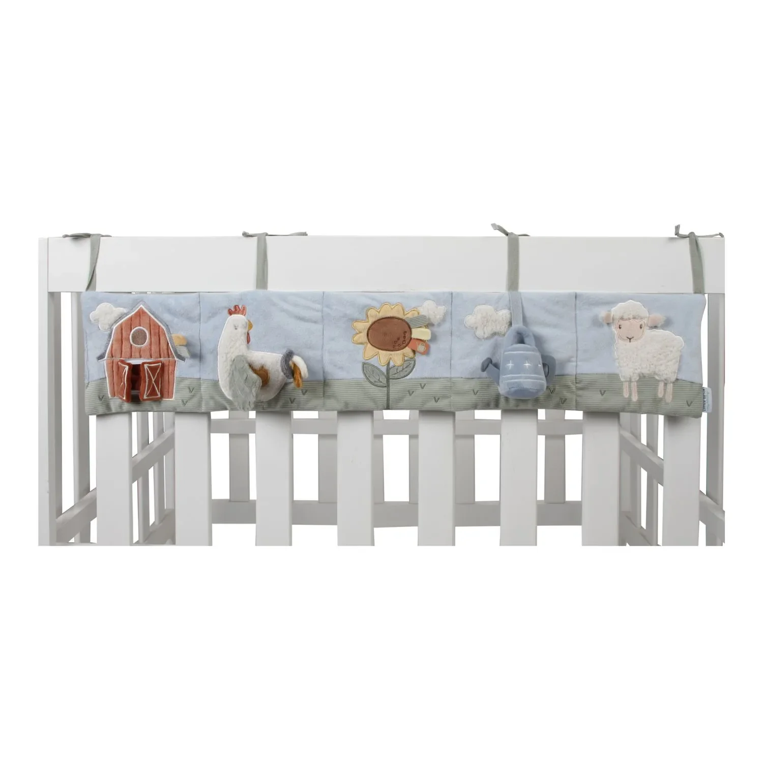 "Little Dutch Stoffen activiteitenboek voor box, hangend speelgoed – Little Farm, met rammelaar, spiegel en knispereffecten image"