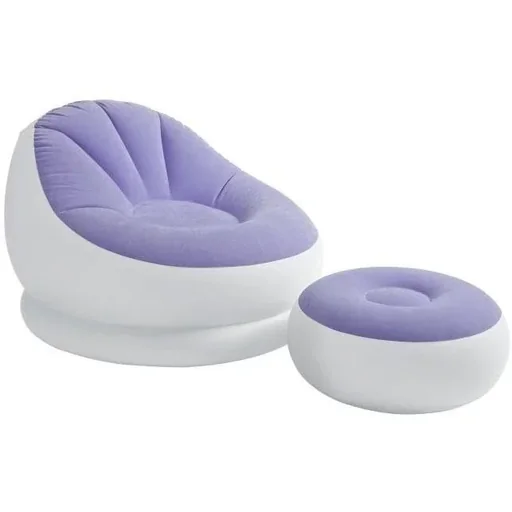 "inflatable armchair with ottoman purple image"