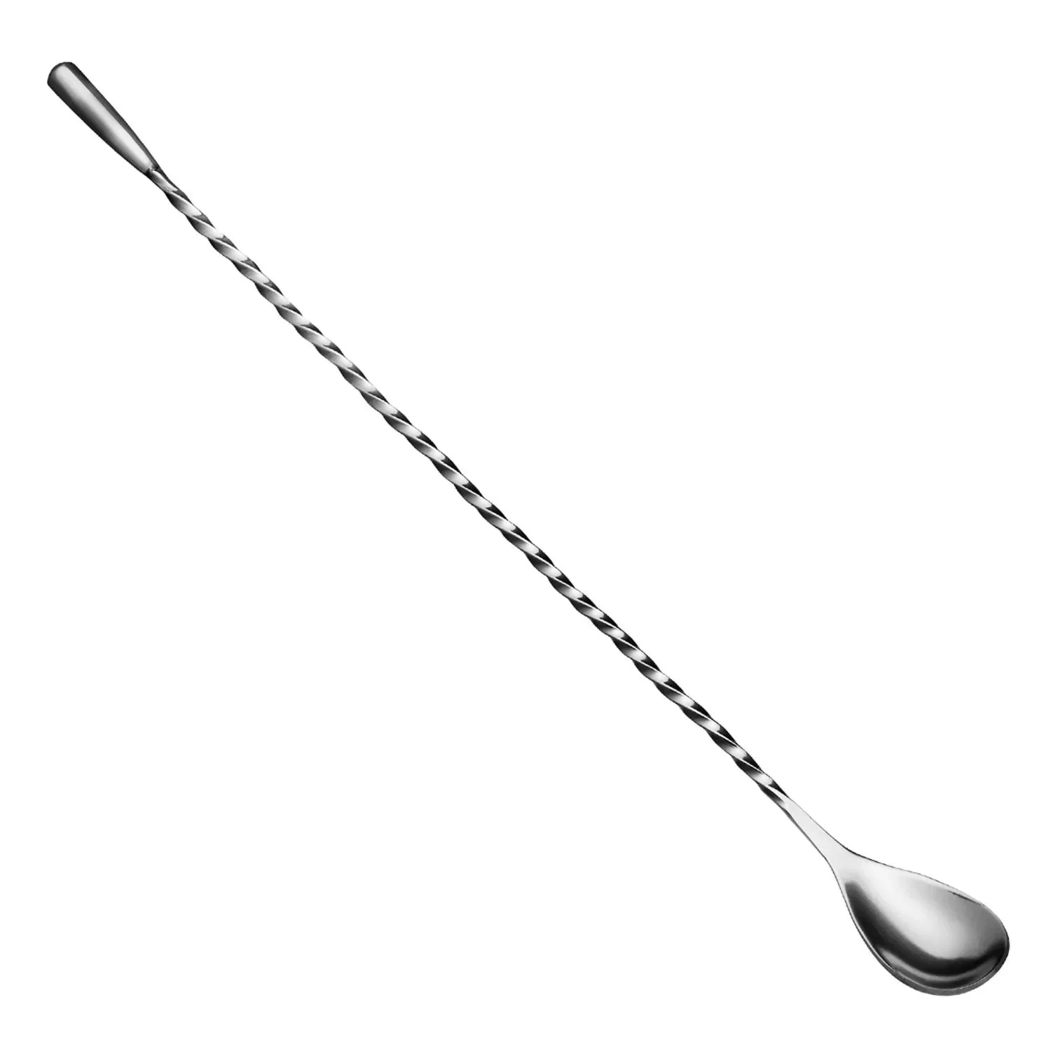 "Staaflepel gedraaide druppel met metalen knop 31cm - roestvrij staal image"