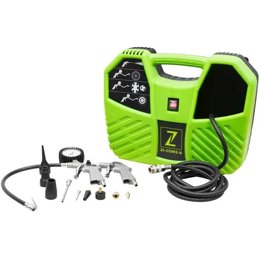 "Portable case compressor ZI-COM2-8 - 8 bar - 1100W incl. accessory kit image"