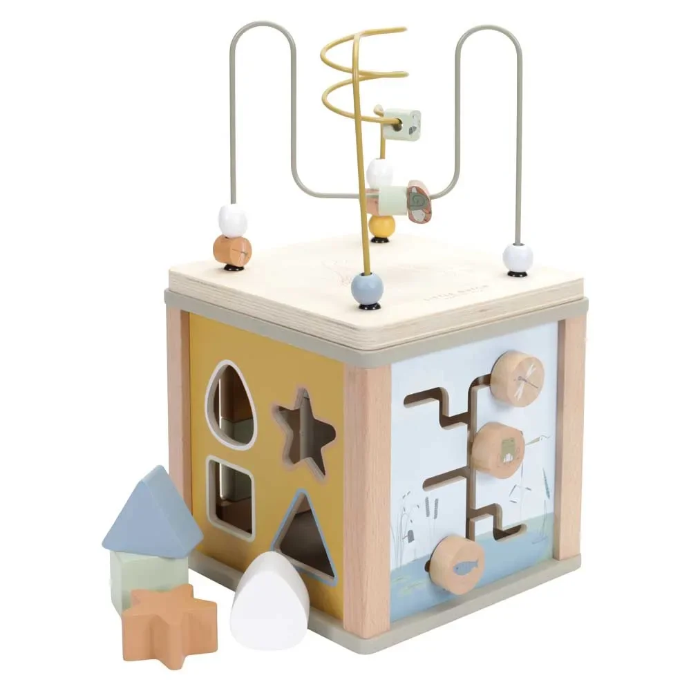 "Motorkubus, activiteitenkubus, activiteitenkubus baby - Little Dutch, Little Goose, hout, olijfgroen image"
