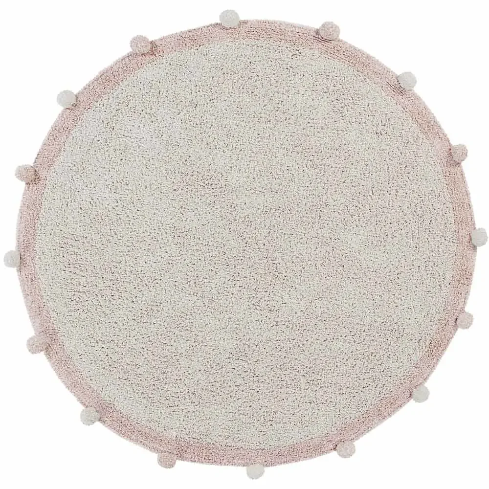 "Lorena Canals wasbaar vloerkleed "Bubbly Natural" roze rond image"