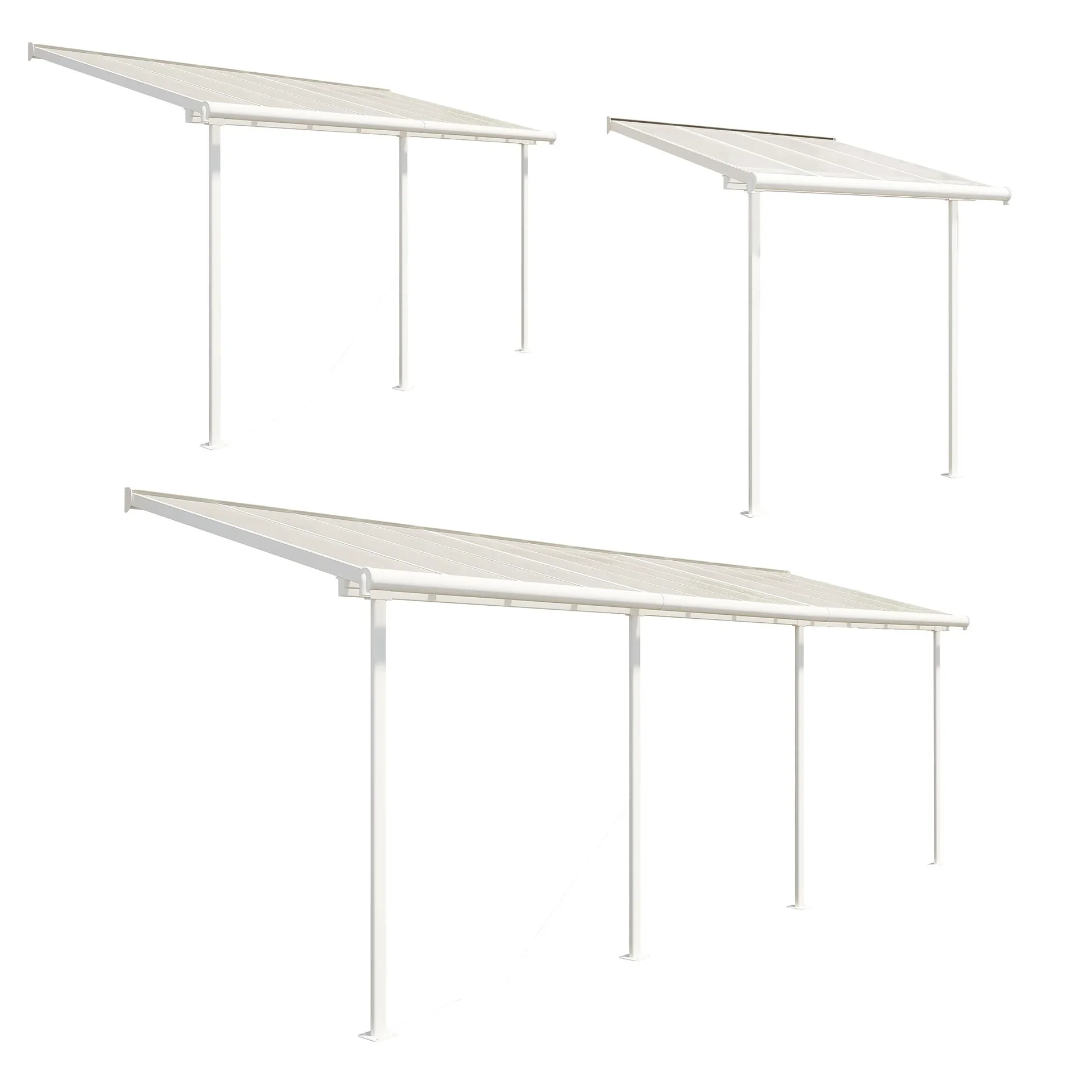 "Palram Sierra Terrasoverkapping 447 × 228 cm Wit – Aluminium met 6 mm polycarbonaat image"