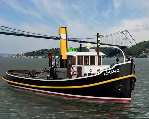 "Liman 2 wooden kit, historical tugboat in 1:20 scale image"
